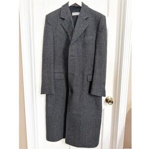 Yves Saint Laurent Charcoal Herringbone Coat Sz 38L